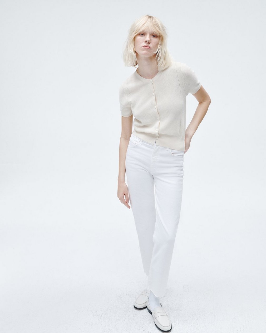 Dina Cotton Cardigan - Ivory - Image 3