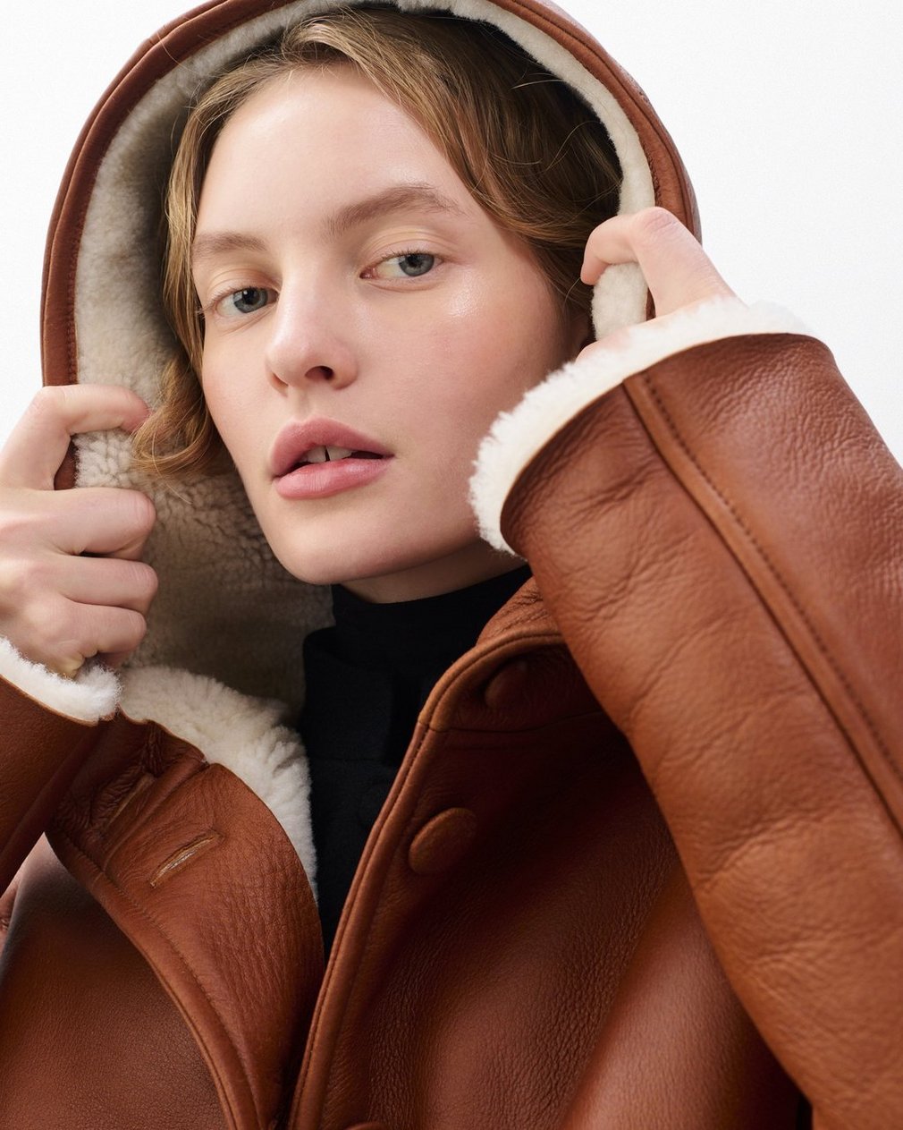 Jackie Shearling Coat - Cognac - Image 4