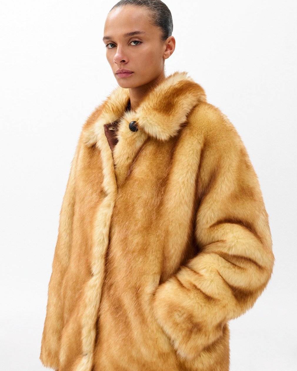 Brenna Faux Fur Jacket - Brown - Image 4