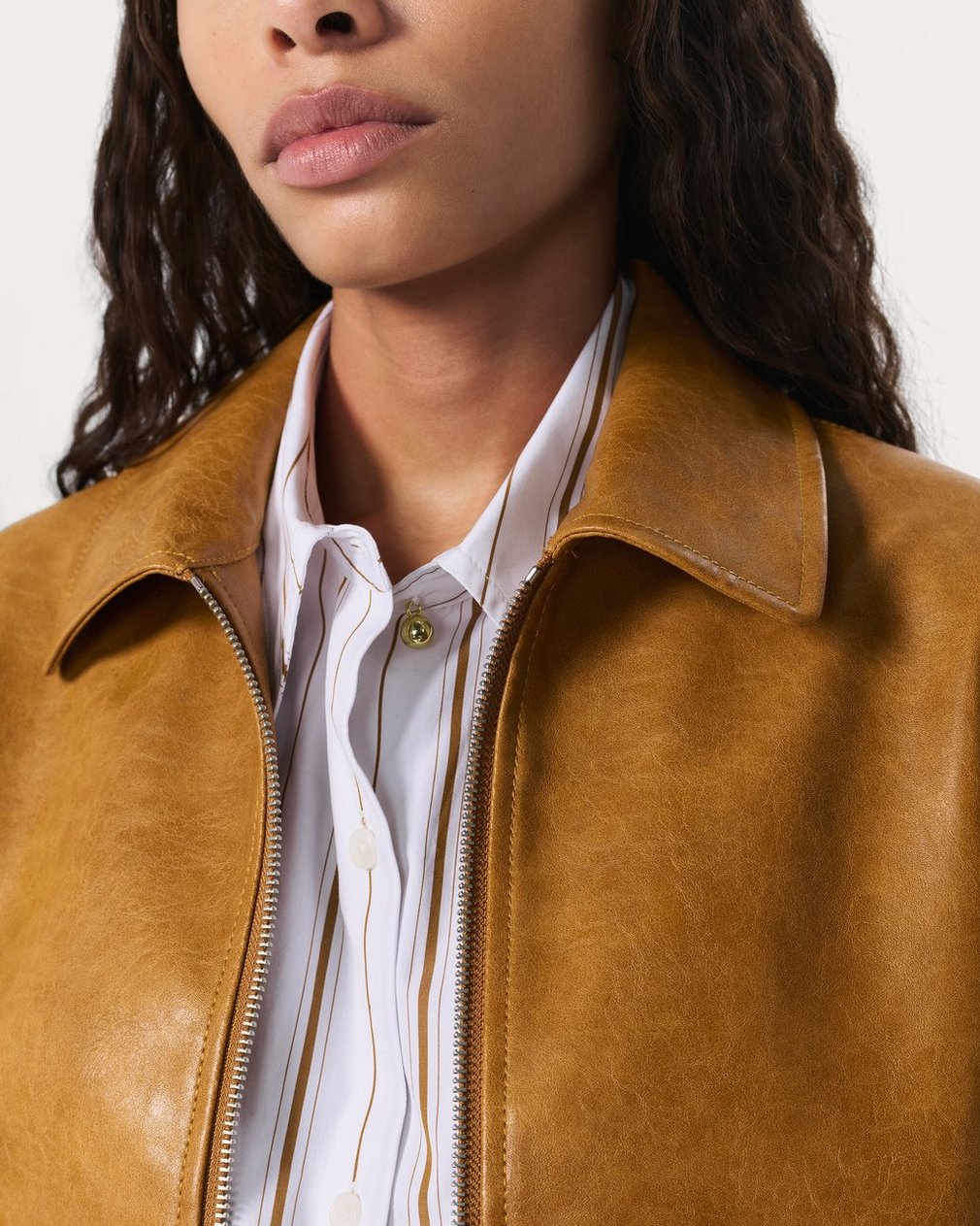 Jordie Faux Leather Jacket - Camel - Image 4