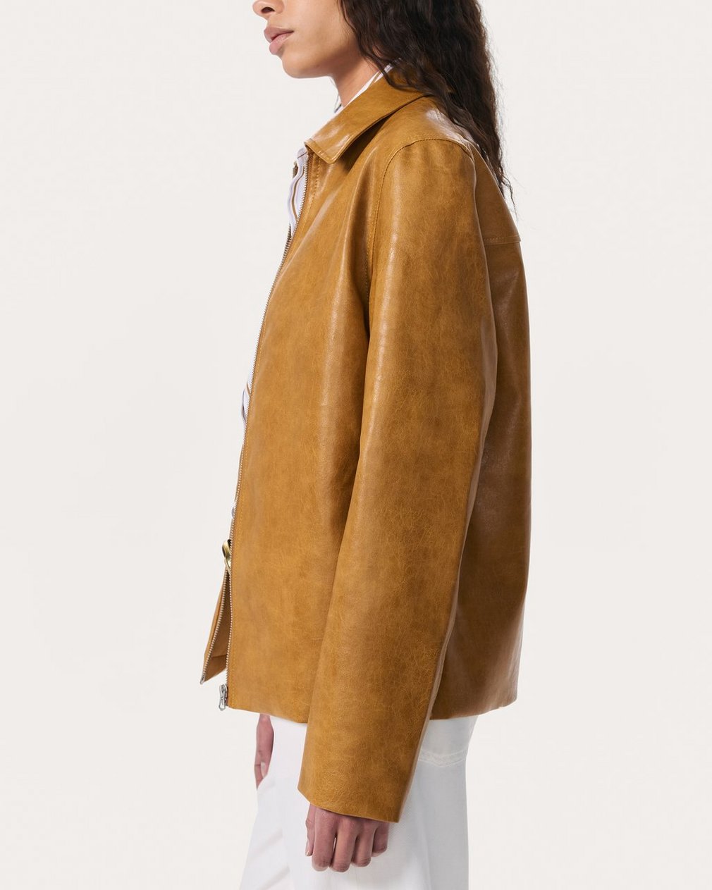 Jordie Faux Leather Jacket - Camel - Image 5