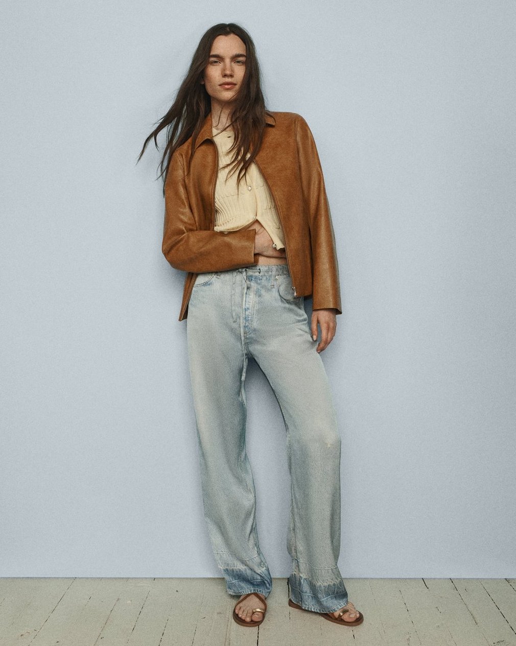 Jordie Faux Leather Jacket - Camel - Image 8