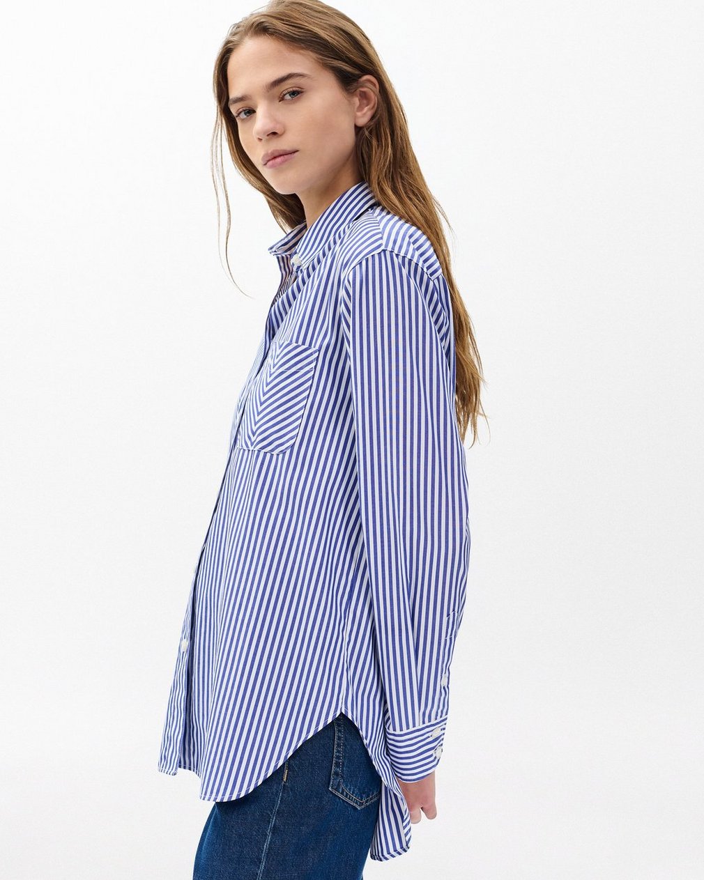 Maxine Poplin Stripe Shirt - Blue Stripe - Image 4