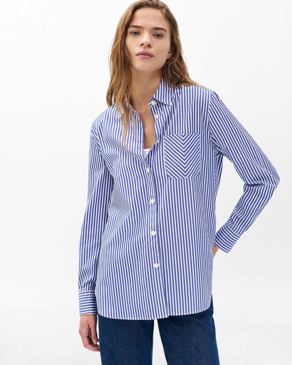 Maxine Poplin Stripe Shirt - Blue Stripe - Image 5