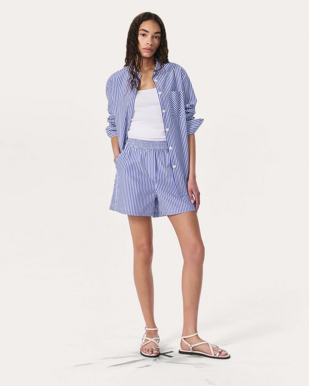 Maxine Poplin Stripe Shirt - Blue Stripe - Image 7