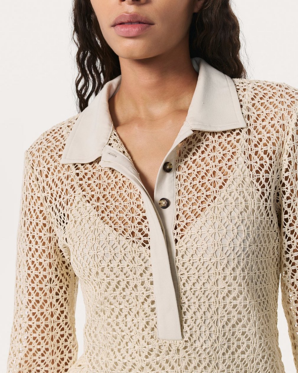 Liv Mesh Polo Shirt - Turtledove - Image 4