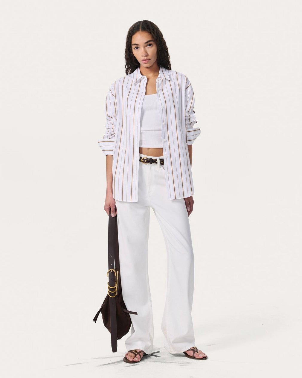 Jessica Striped Poplin Shirt - Brown Stripe - Image 3
