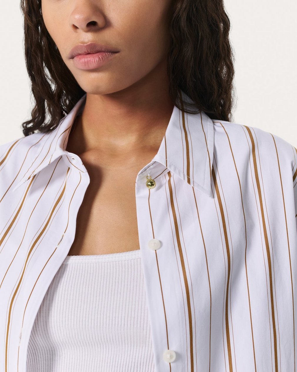 Jessica Striped Poplin Shirt - Brown Stripe - Image 4