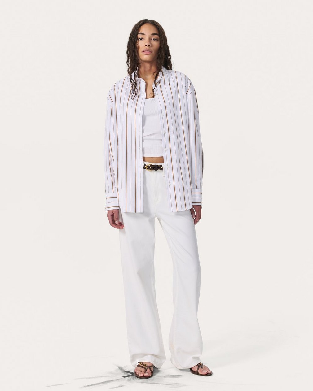 Jessica Striped Poplin Shirt - Brown Stripe - Image 7