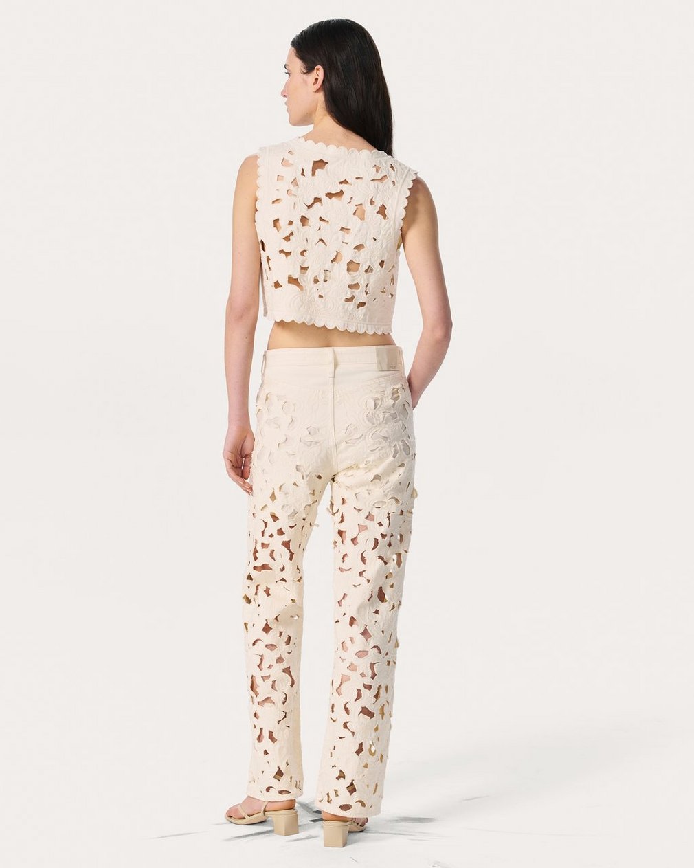 Coralie Cutout Denim Vest - Ecru - Image 6
