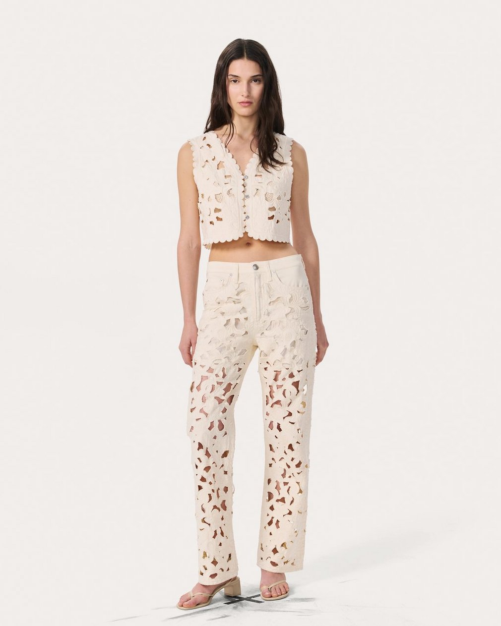 Coralie Cutout Denim Vest - Ecru - Image 7