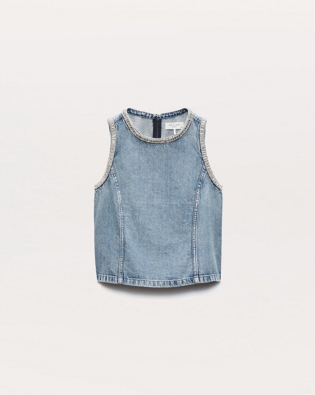 Ultra Featherweight Myla Embellished Denim Top - Pacific With Jewel - Image 2