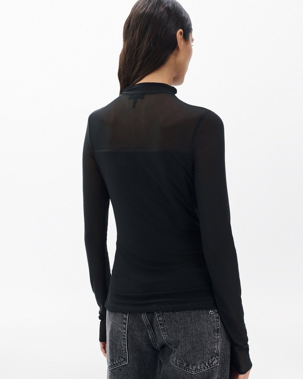 Luca Mixed-Media Mockneck - Black - Image 6