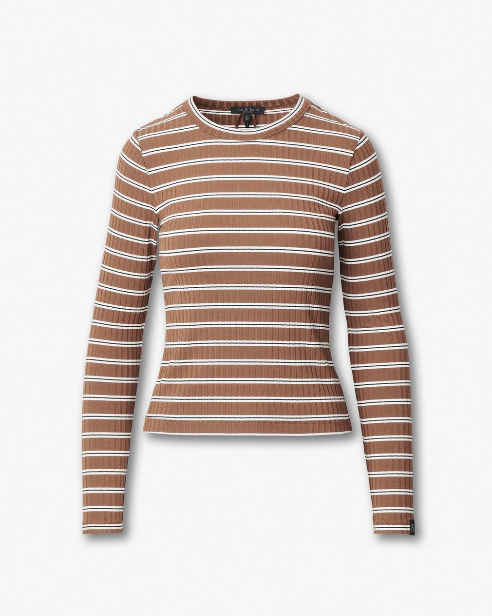 Luca Striped Ribbed Long-Sleeve Tee - Toffee Multi - Image 2