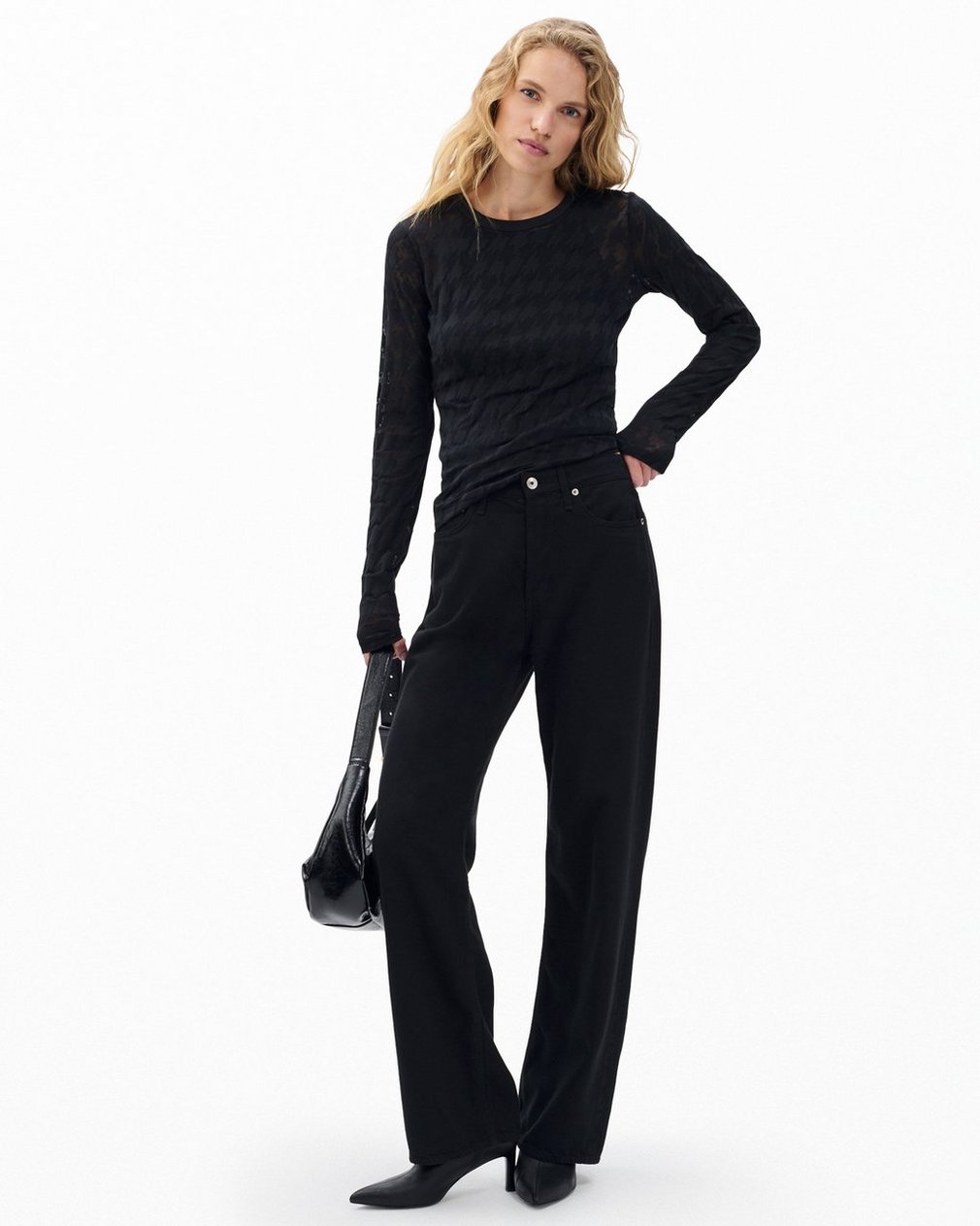 Valencia Houndstooth Tee - Black - Image 3