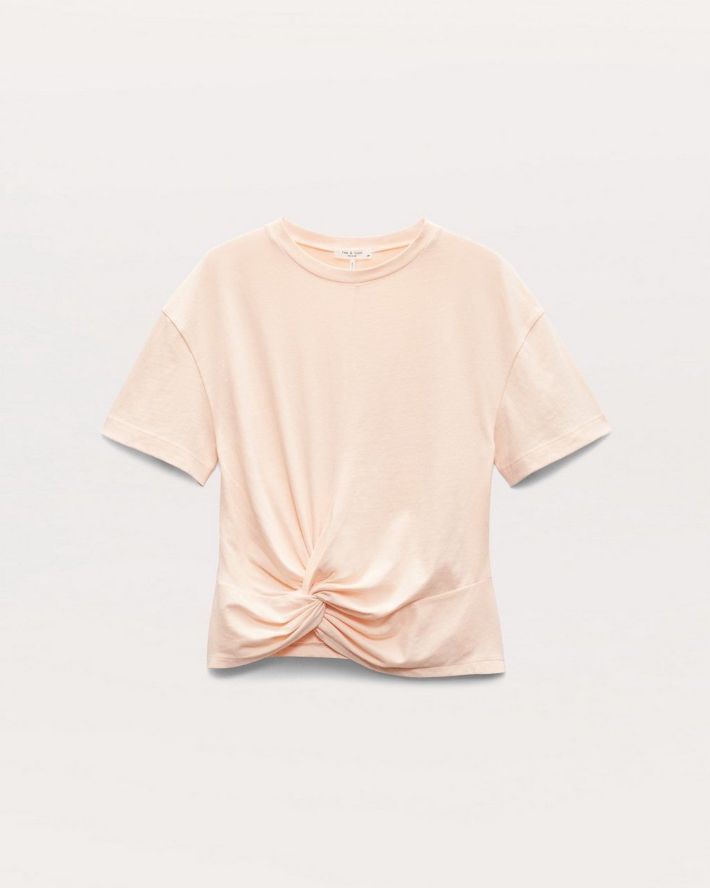 Mica Twist-Detail Draped Cotton T-Shirt - Peach - Image 2