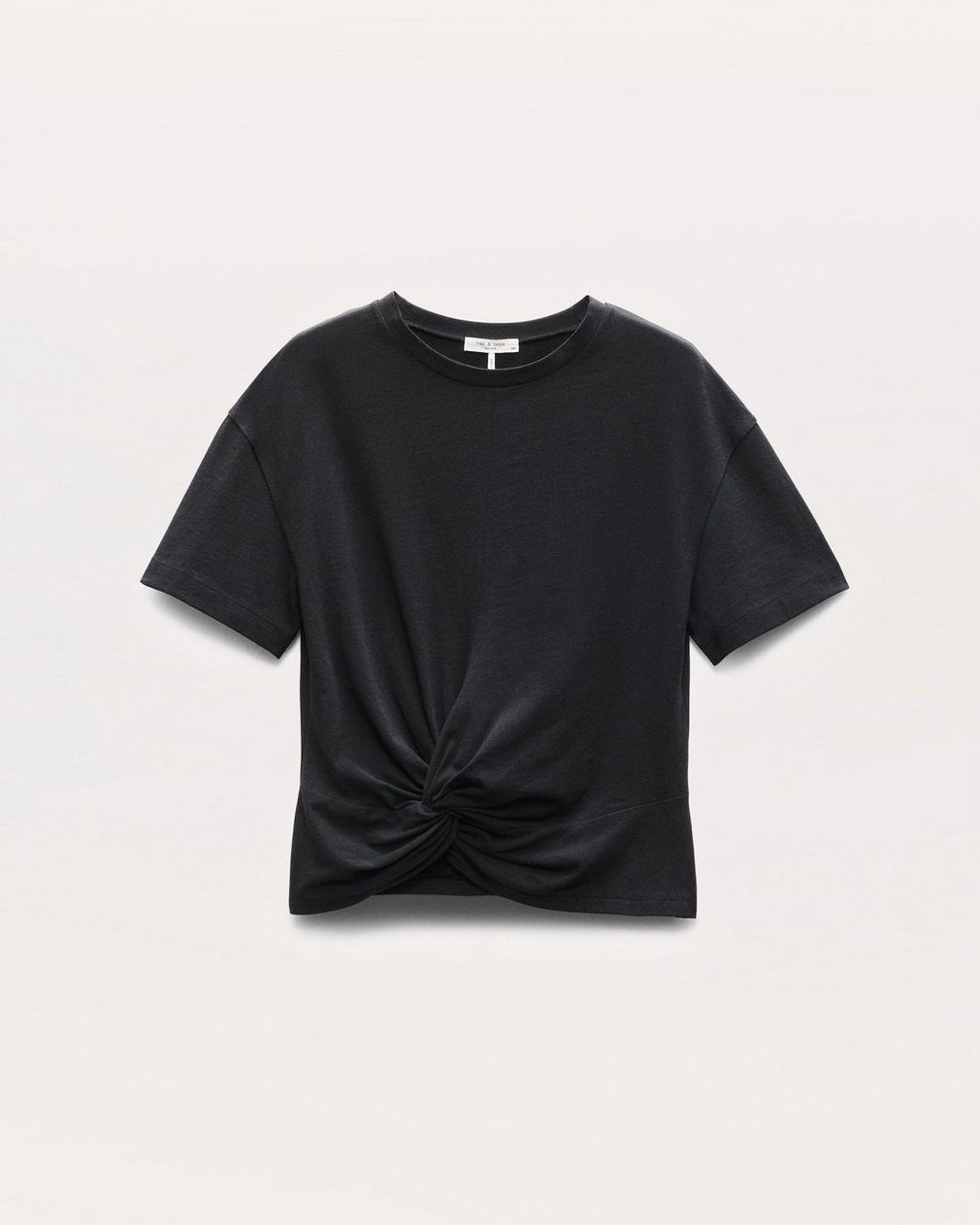 Mica Twist-Detail Draped Cotton T-Shirt - Black - Image 2