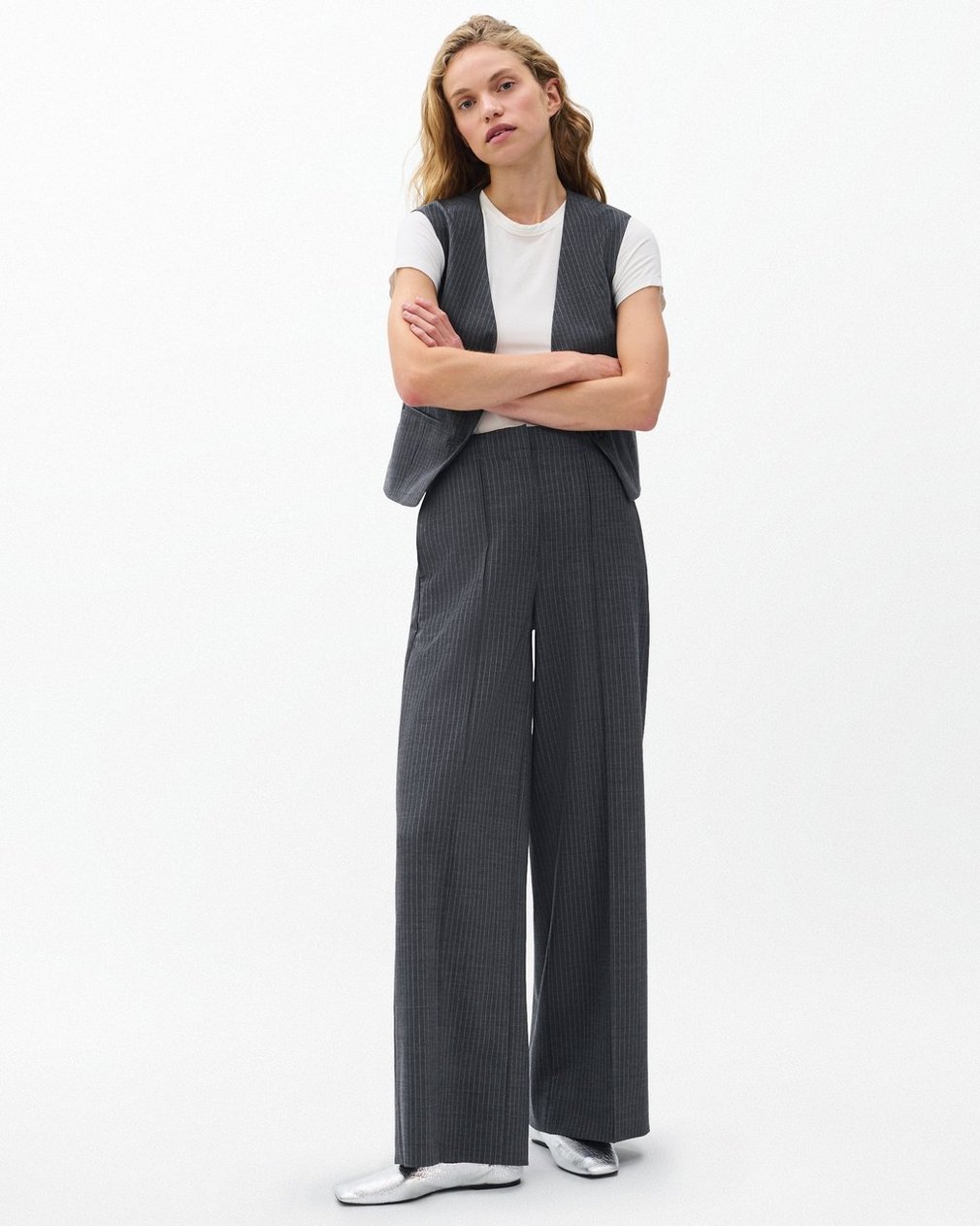 Irina Striped Tailored Pants - Grey Stripe - Image 3