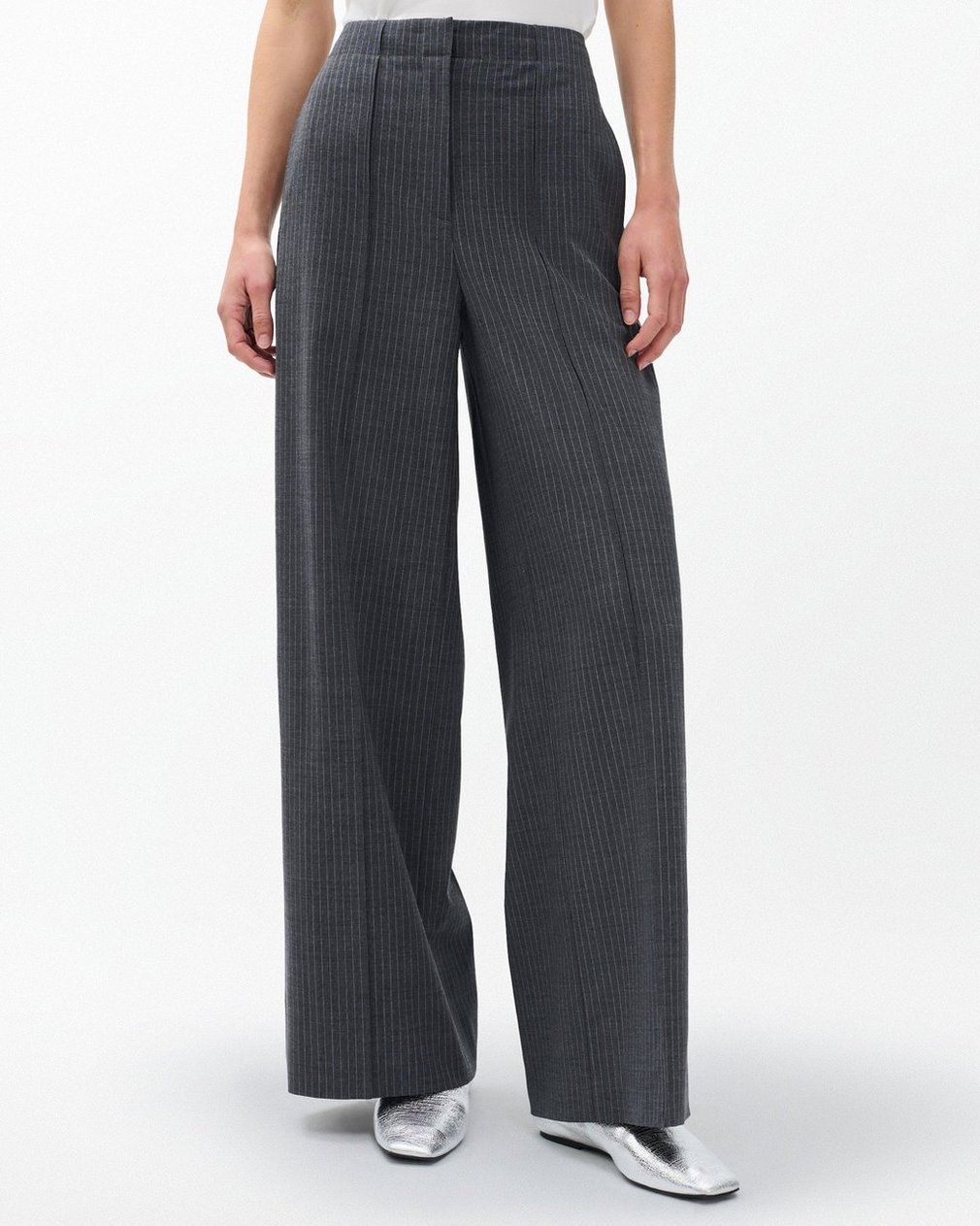 Irina Striped Tailored Pants - Grey Stripe - Image 4