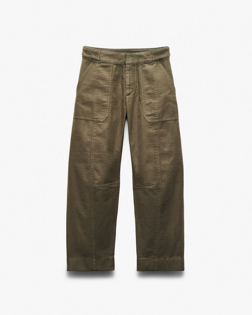 Anita Cropped Cotton Pants - Olive - Image 2