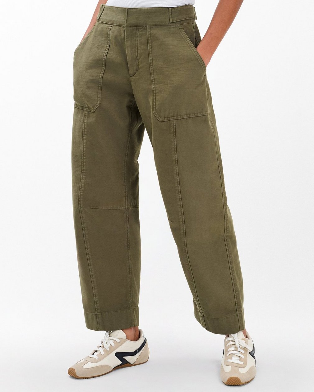 Anita Cropped Cotton Pants - Olive - Image 4