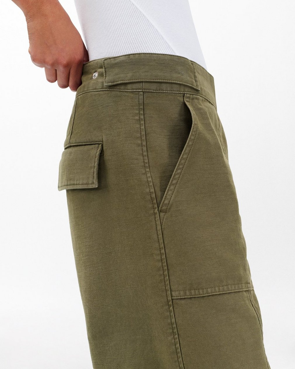 Anita Cropped Cotton Pants - Olive - Image 5