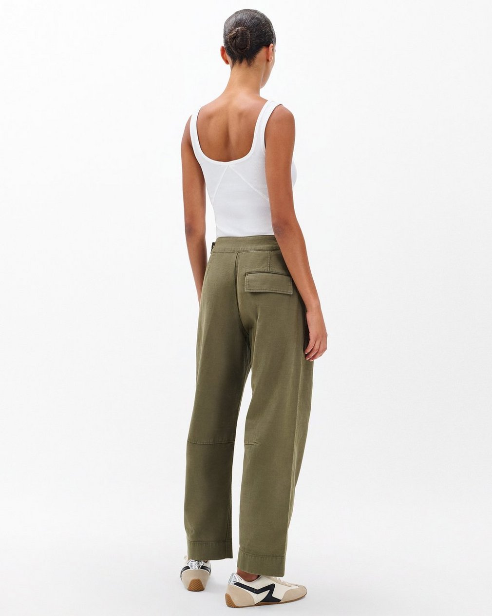 Anita Cropped Cotton Pants - Olive - Image 7