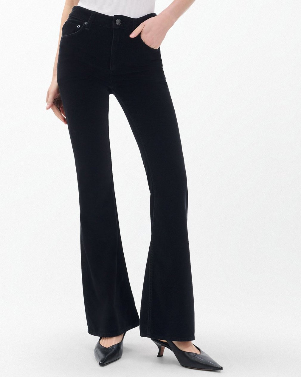 Dahlia Flare Velvet Pants - Black Velvet - Image 4