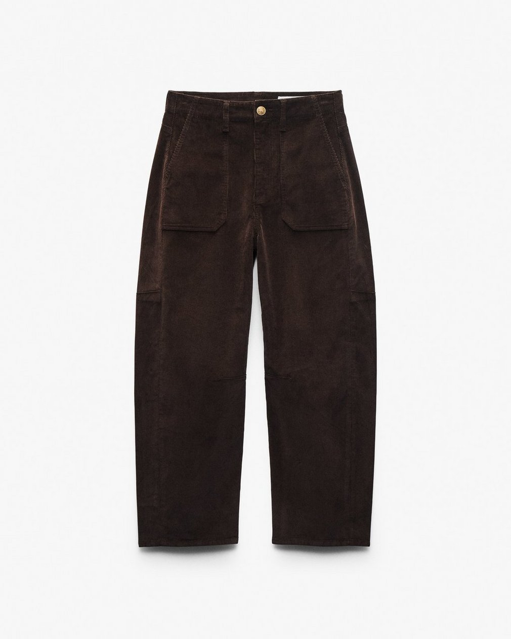 Charlie Ankle Barrel Corduroy Pants - Dark Brown - Image 2