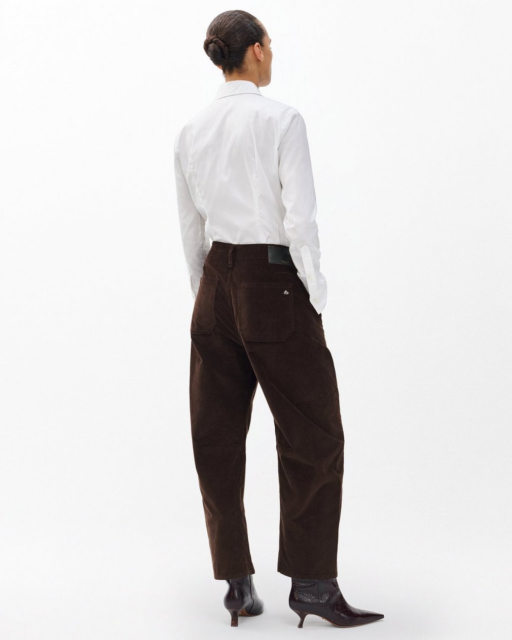 Charlie Ankle Barrel Corduroy Pants - Dark Brown - Image 6