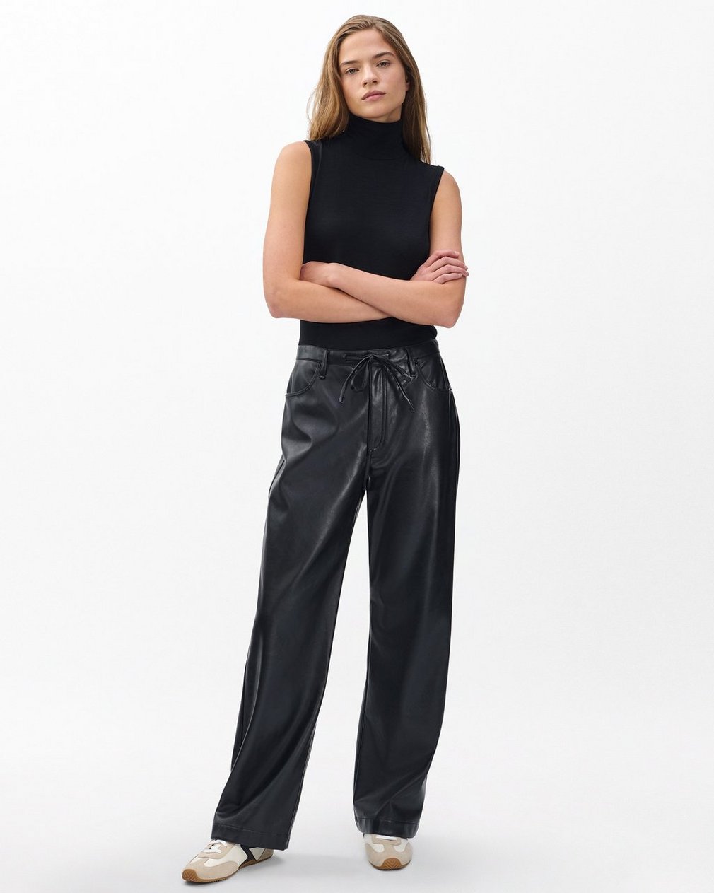 Phoebe Faux Leather Pants - Black - Image 3