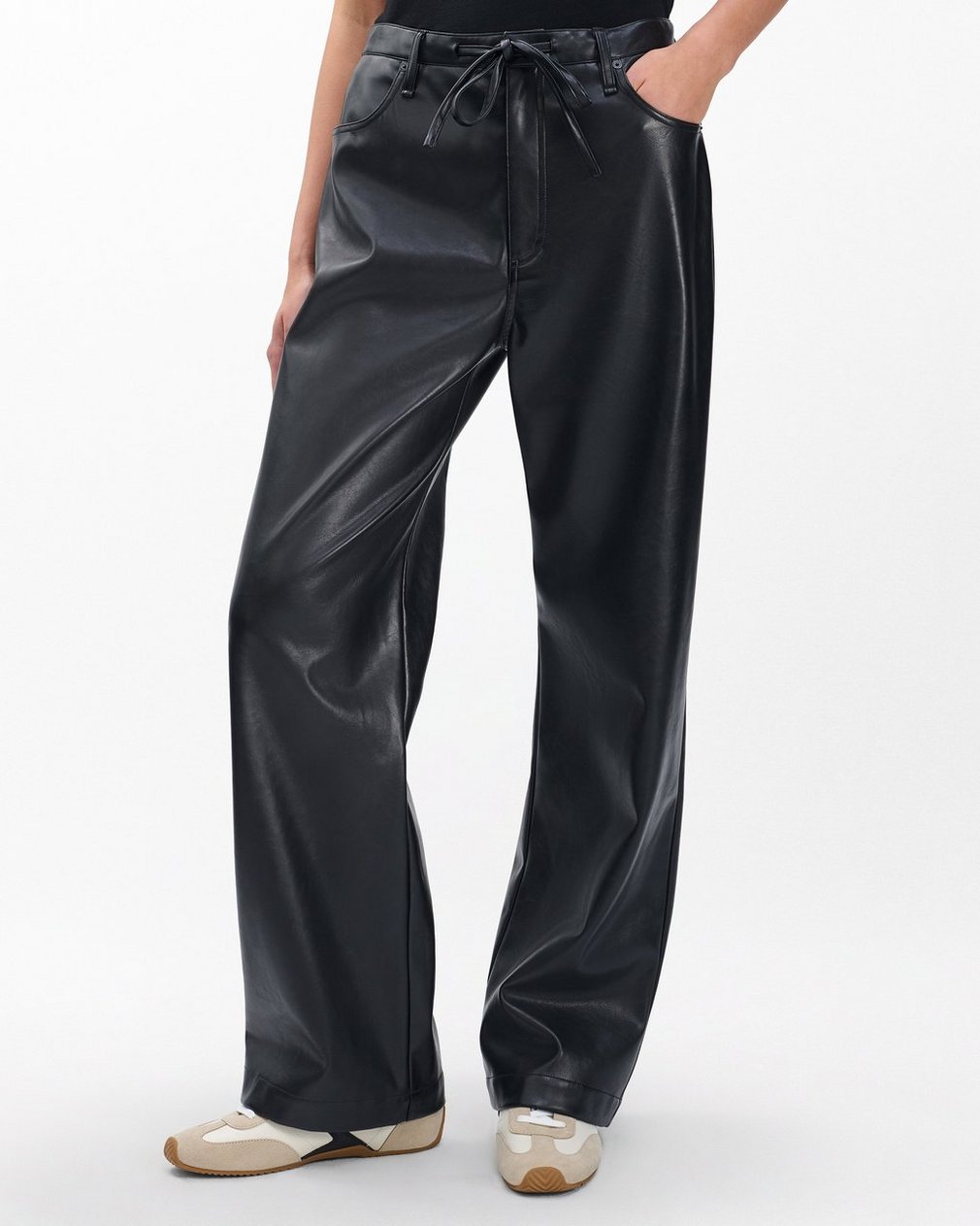 Phoebe Faux Leather Pants - Black - Image 4