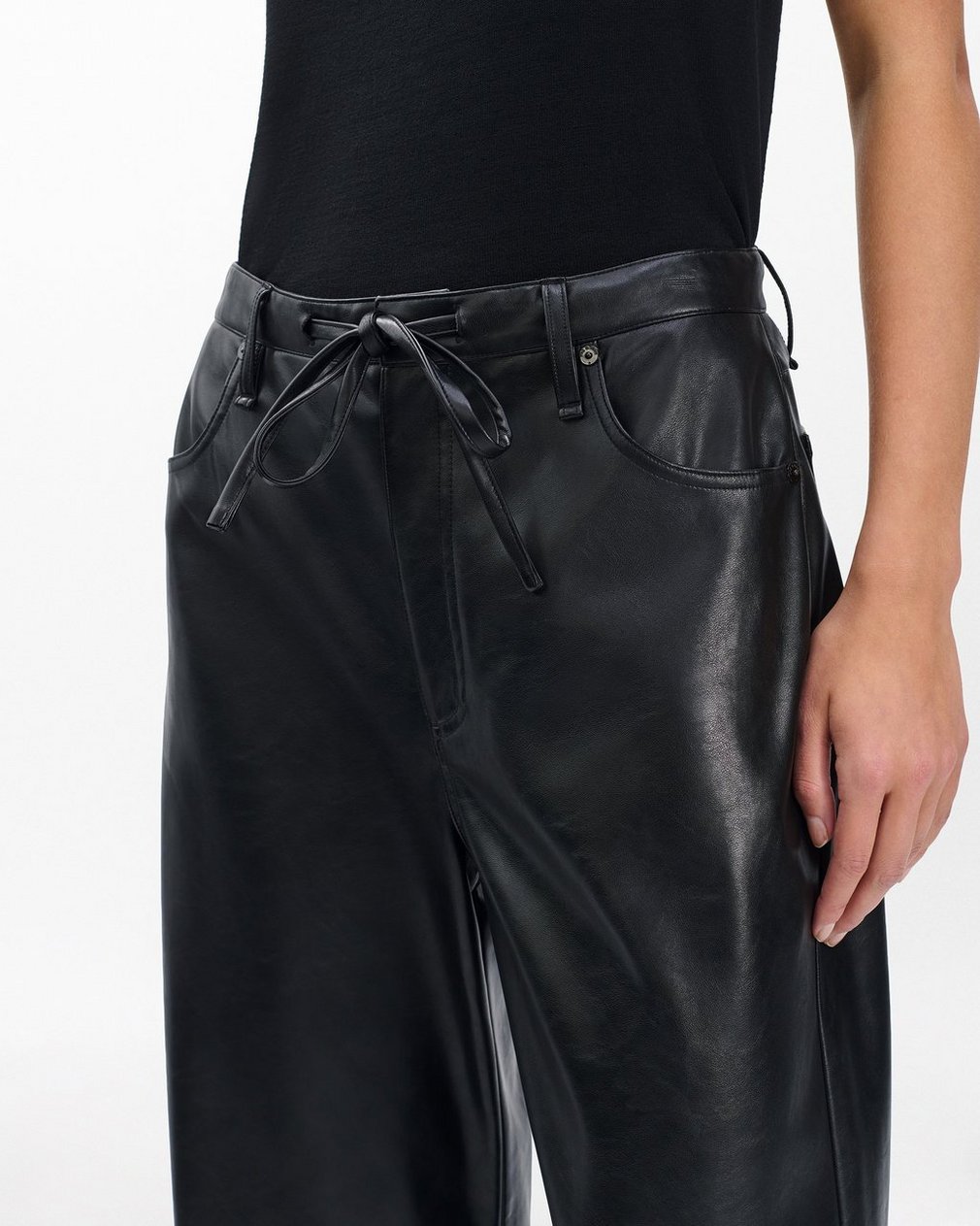 Phoebe Faux Leather Pants - Black - Image 5