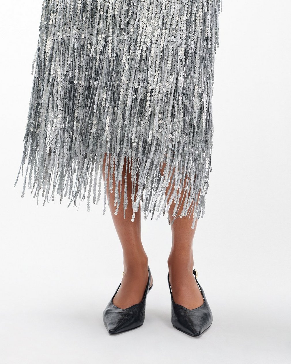 Billie Sequined Tassel Midi Skirt - Gunmetal - Image 5