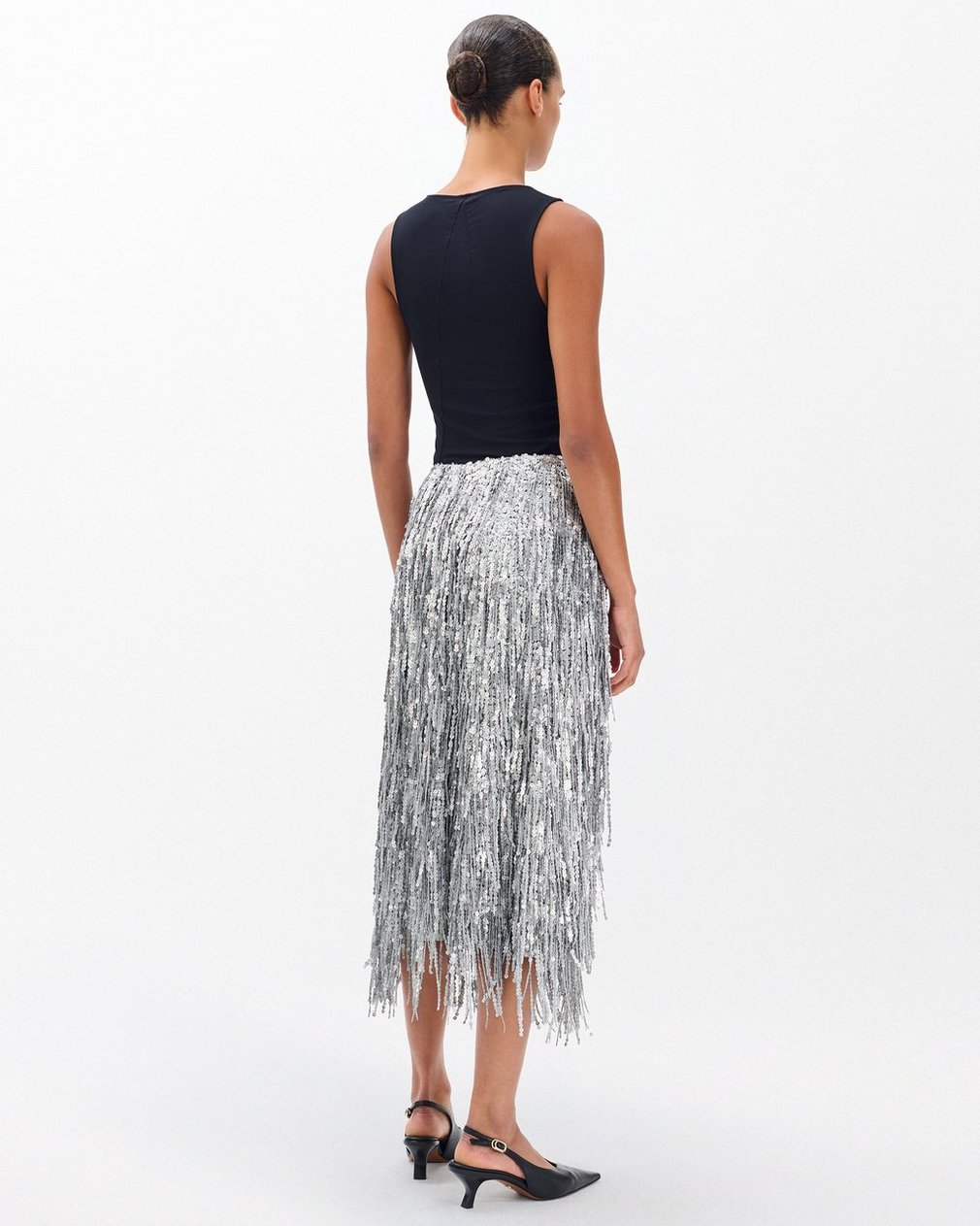 Billie Sequined Tassel Midi Skirt - Gunmetal - Image 6