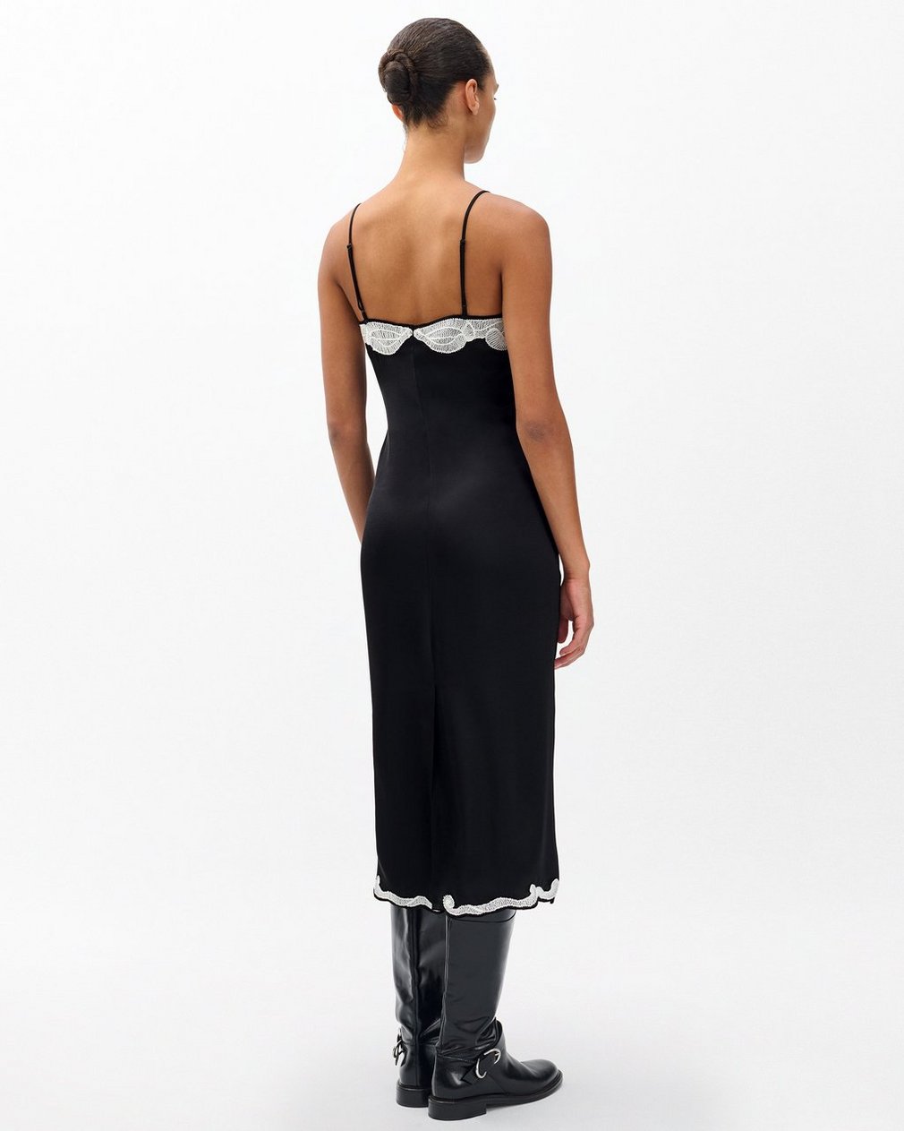 Ann Embroidered Slip Dress - Black - Image 6