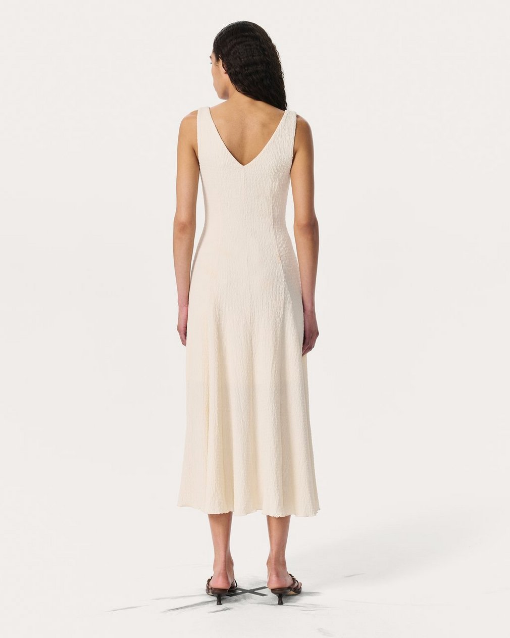 Lou V-Neck Midi Dress - Ivory - Image 6