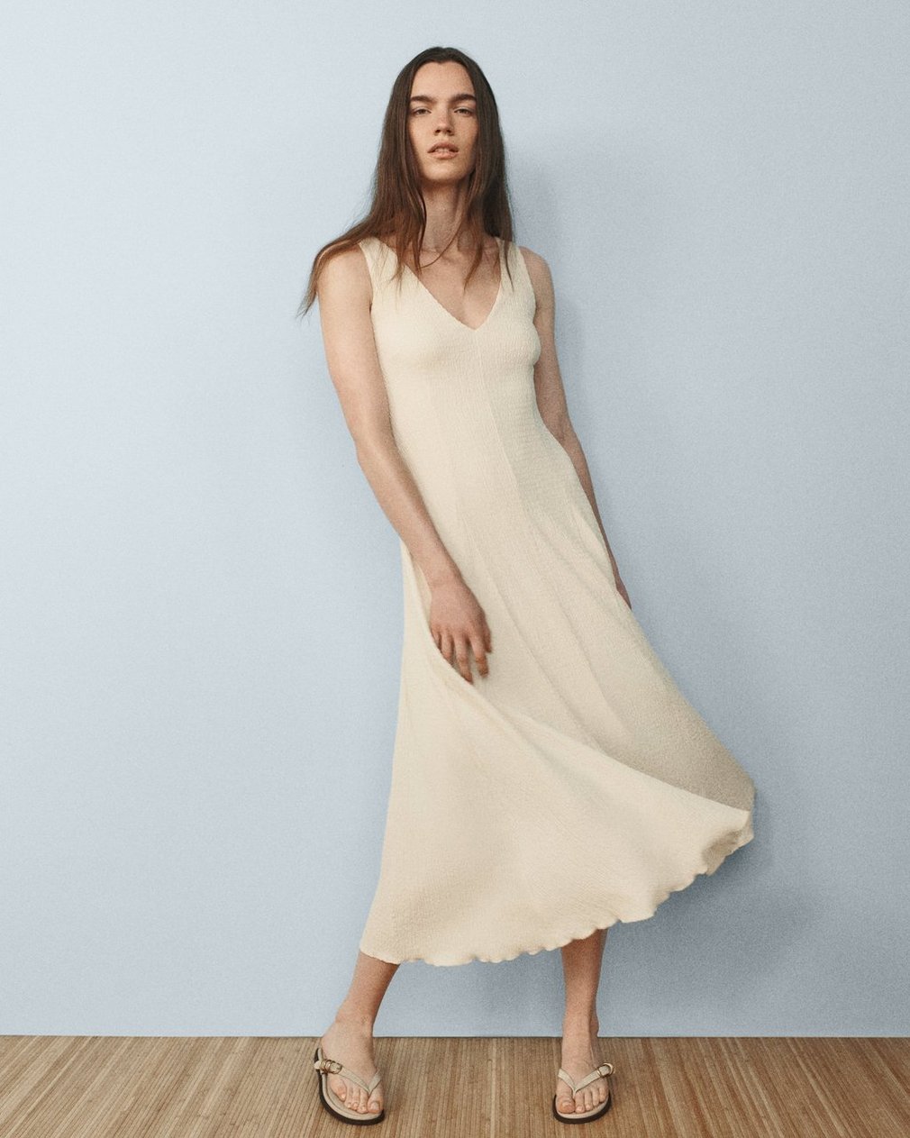 Lou V-Neck Midi Dress - Ivory - Image 8