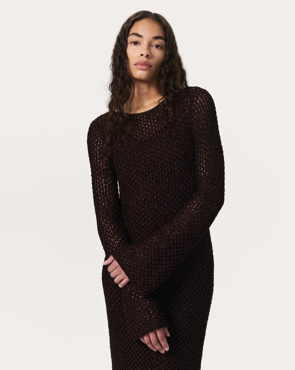Ellie Knit Mini Dress - Brown - Image 3