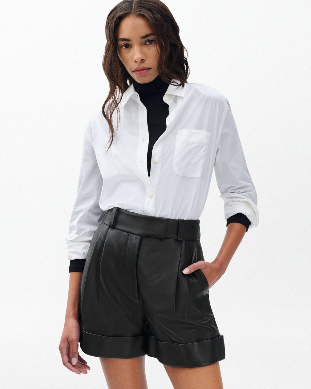 Neila Leather Shorts - Black - Image 3