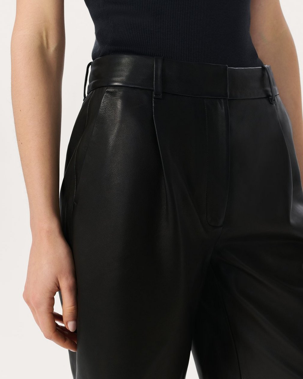 Irina Leather Shorts - Black - Image 4