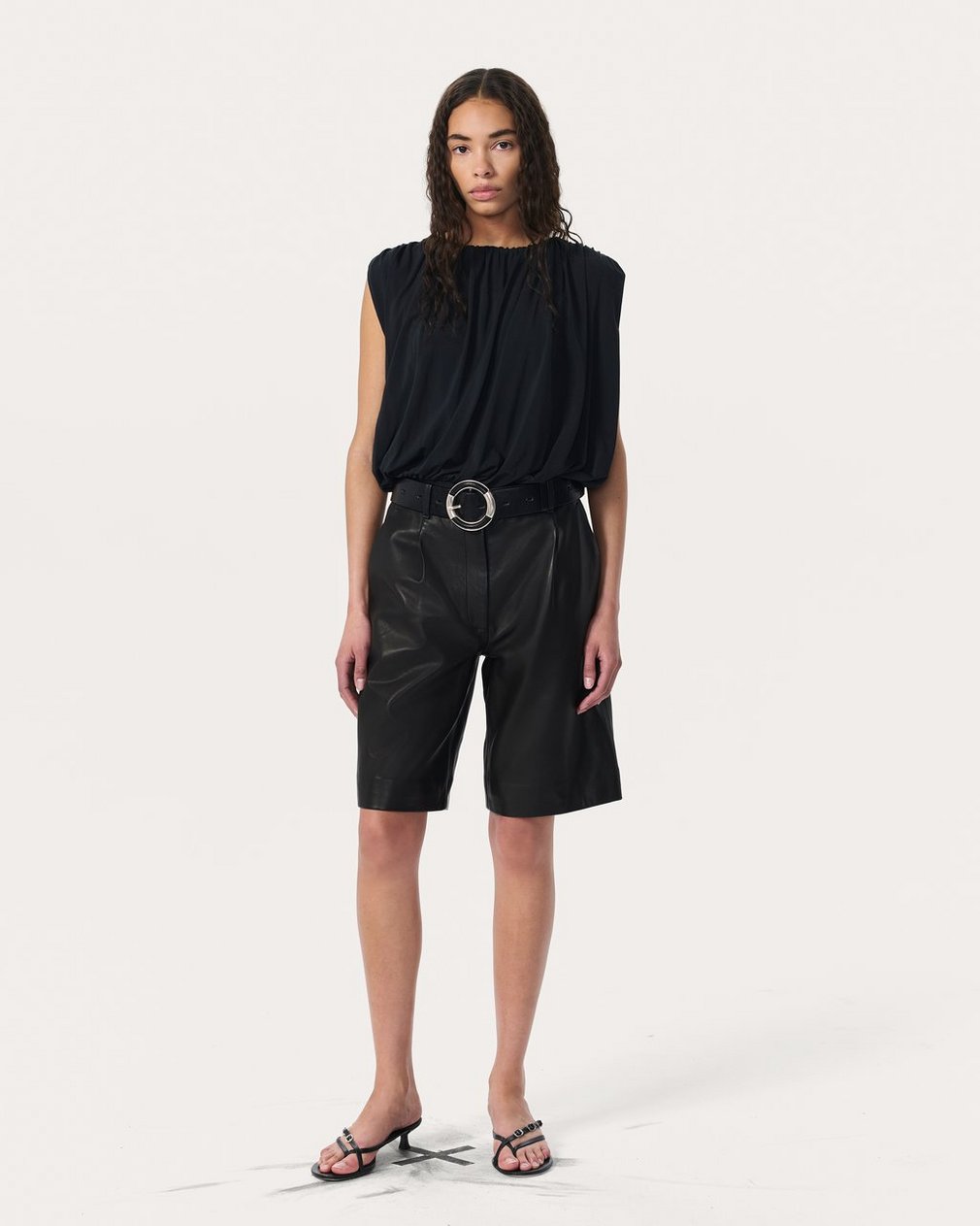 Irina Leather Shorts - Black - Image 7
