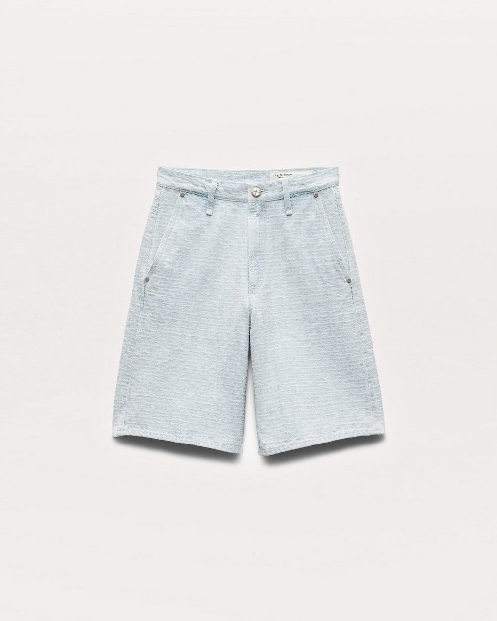 Tailored McKenna Textured Denim Shorts - Sky Blue Tweed - Image 2