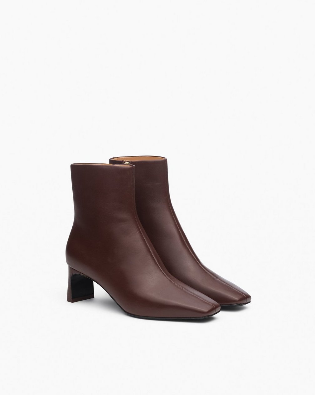 Avery Zip Leather Ankle Boots - Mocha - Image 2