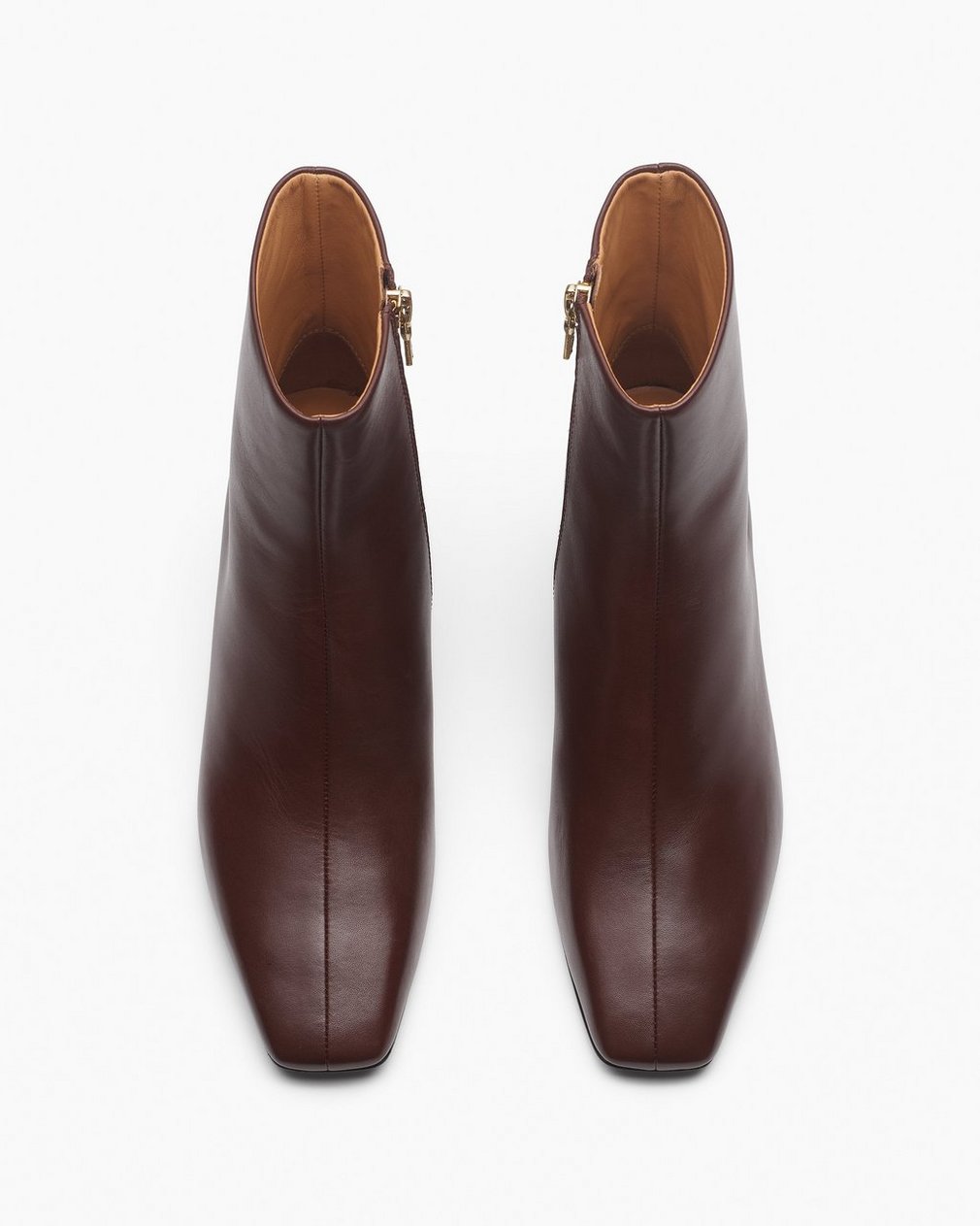 Avery Zip Leather Ankle Boots - Mocha - Image 4
