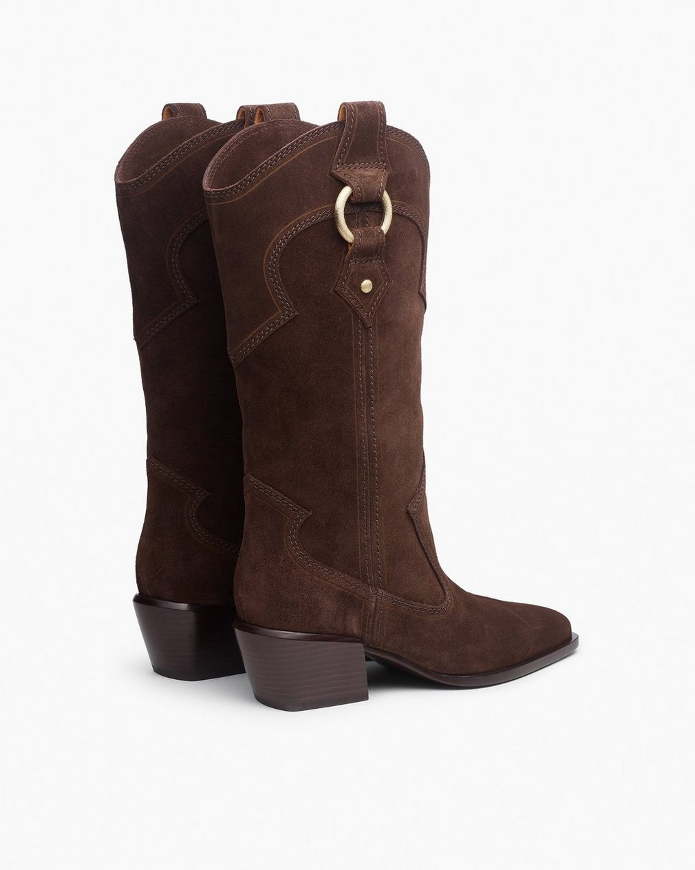 Joni Suede Cowboy Boots - Dark Espresso Suede - Image 4