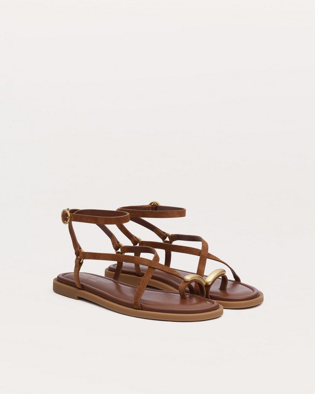 Geo Toe Ring Sandals - Umber Suede - Image 3