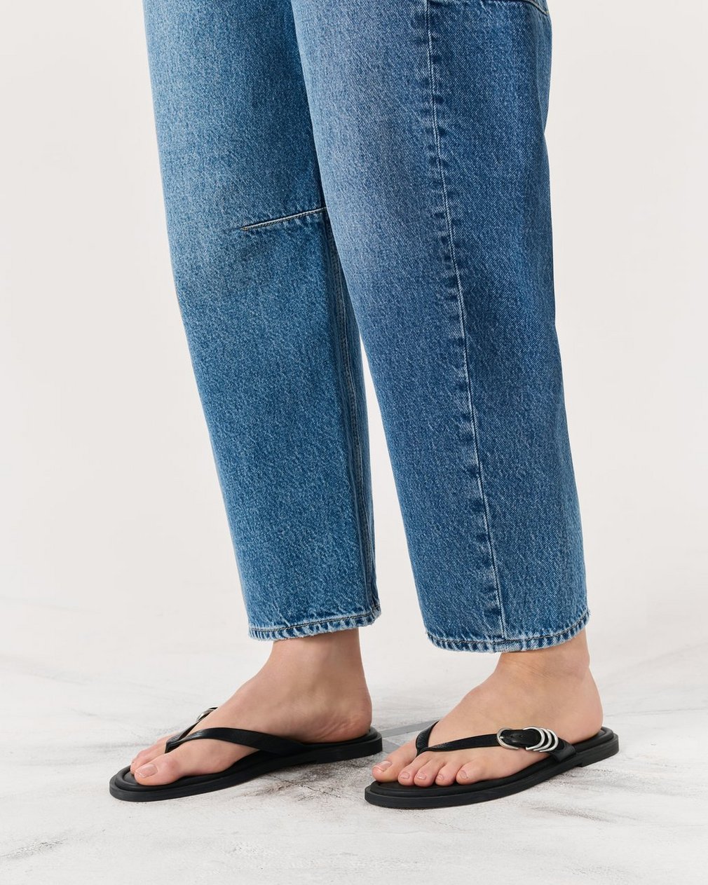 Gia Leather Flip Flops - Black - Image 2