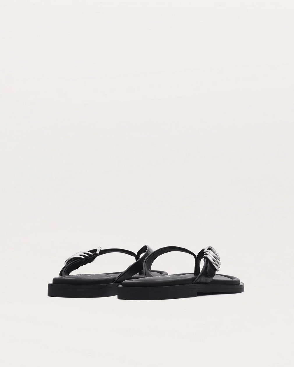 Gia Leather Flip Flops - Black - Image 3