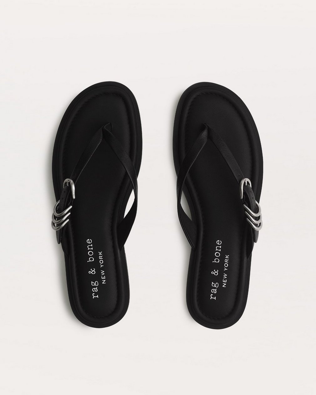Gia Leather Flip Flops - Black - Image 4